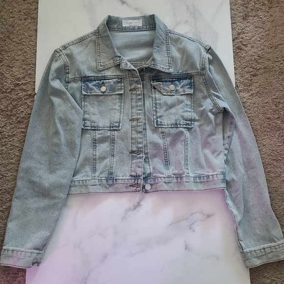 Bride denim jacket boho with rhinestone appliqués, wedding jacket, jacket bride - Picture 2 of 3